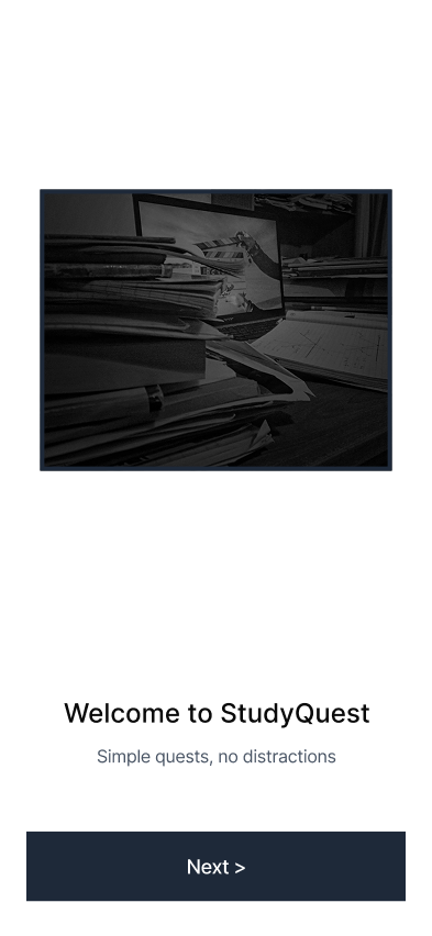 Minimalist mobile wireframe sketch showing a simple list of tasks with large touch targets, monochrome grey tones